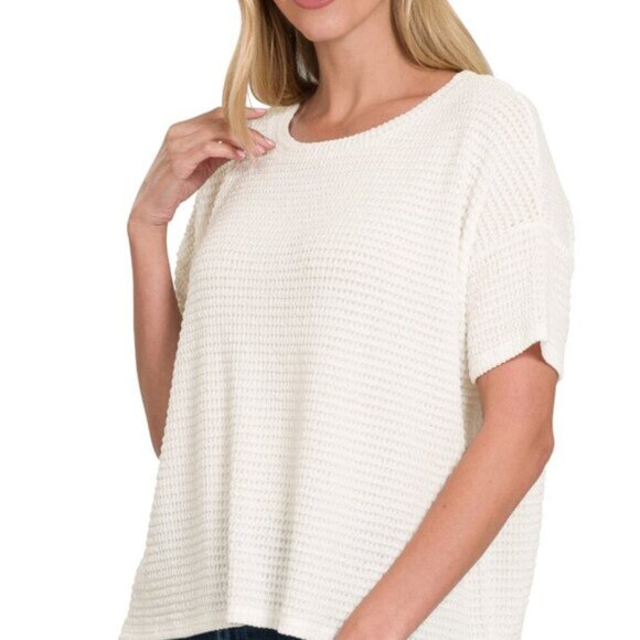16. Evelyn - short sleeve jacquard sweater - Picture 1 of 3